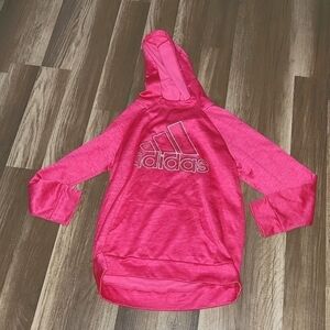 ADIDAS Hot Pink Hoodie with White Adidas Logo Size Large.
